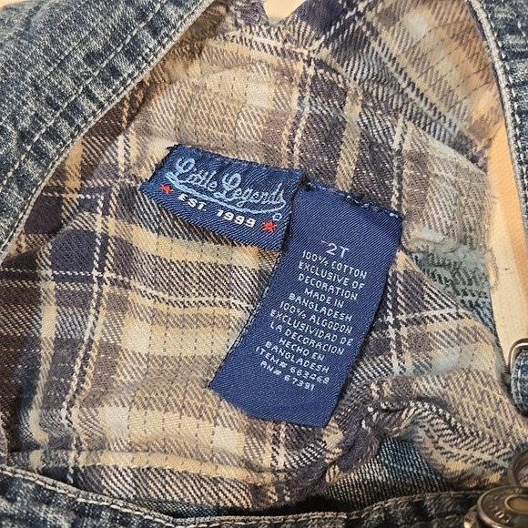 Little Legends 2T Toddler‎ Overalls Denim Blue Plaid Lined Superior Trucking Co. - Picture 4 of 9